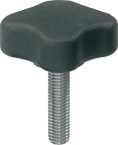 Viersterngriffe flach mit Außengewinde