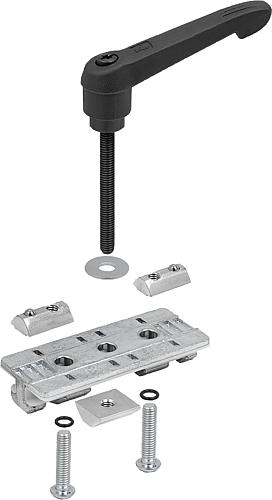 Profilgleiter mit Klemmhebel, Form F, Festlager