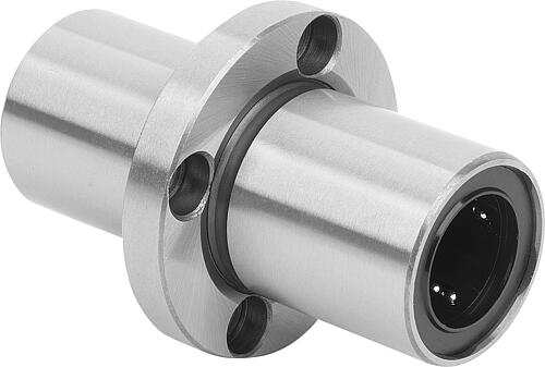 Linearkugellager Stahl mit Mittelflansch, runde...