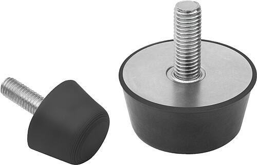 Gummipuffer Stahl Typ K konisch mit Außengewinde