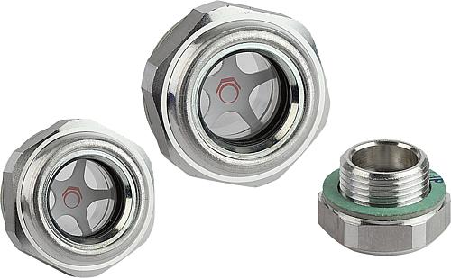 Ölschaugläser Aluminium mit Naturglasscheibe