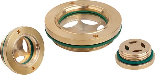 Ölschaugläser Messing rund mit Sicherheitsglas