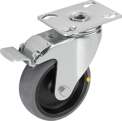 Stahlblech-Lenkrollen mit stop fix, elektrisch ...