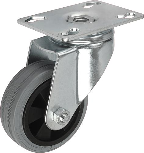 Stahlblech-Lenkrollen mit Standard-Vollgummi-Re...