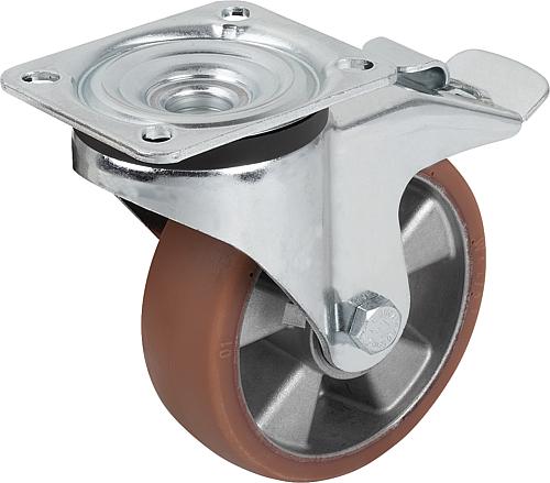 Stahlblech-Lenkrollen mit stop fix, mit Polyure...