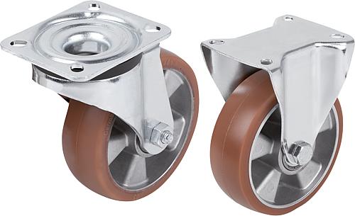 Stahlblech-Lenk- und Bockrollen mit Polyurethan...