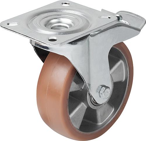 Stahlblech-Lenkrollen mit stop fix, mit Elastik...