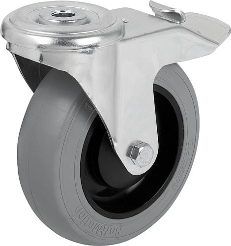 Stahlblech-Lenkrollen mit Rückenloch, mit stop ...