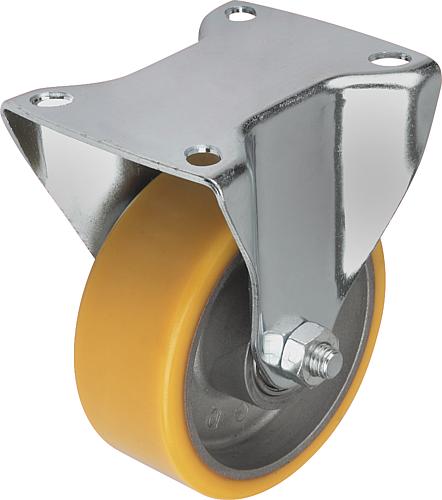 Stahlblech-Bockrollen mit Extrathane-Laufbelag,...