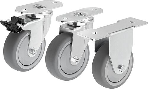 Apparate-Lenk- und Bockrollen Stahl, Laufbelag ...