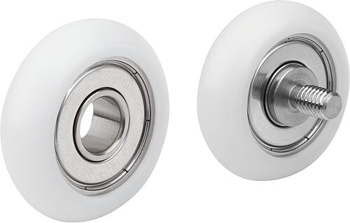 Führungsrollen Kunststoff konvex ohne und mit B...