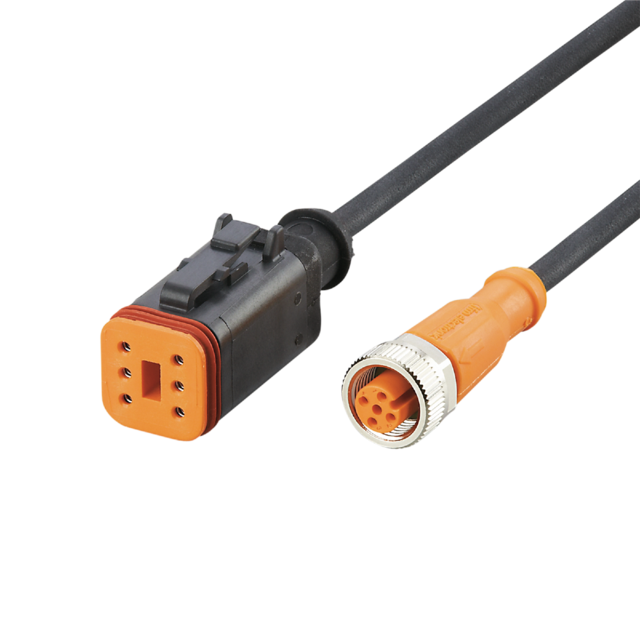 E12559: Verbindungskabel; 2 m; PUR; Gehäusewerkstoffe Buchse: TPU orange; IP 67;