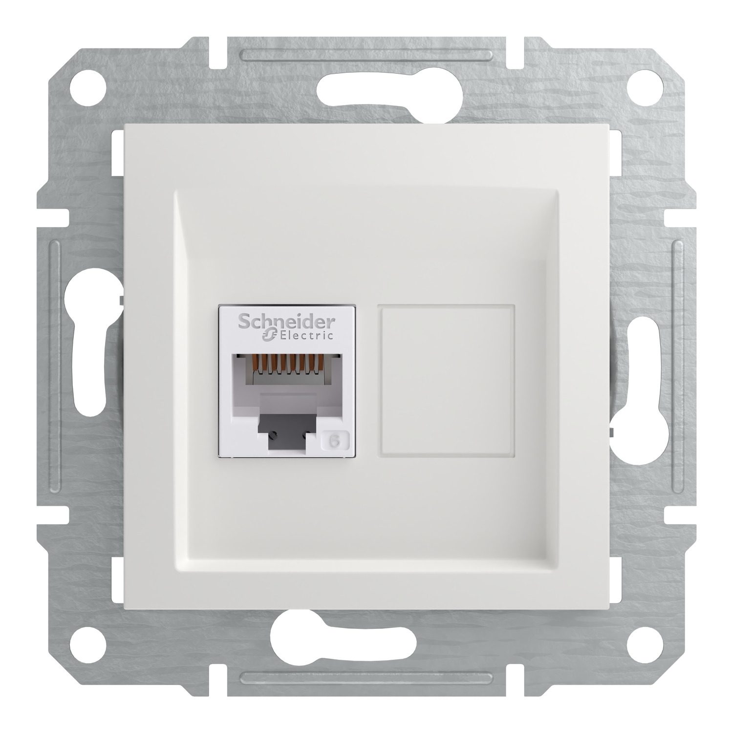 RJ45-Datendose Cat.6 UTP 1-fach mit IDC-Anschluss, Asfora weiß