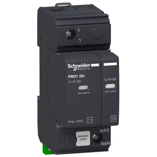 Schneider Electric 16329 – Kombiableiter PRD1 25R 1P TYP1+2, Uc 350V