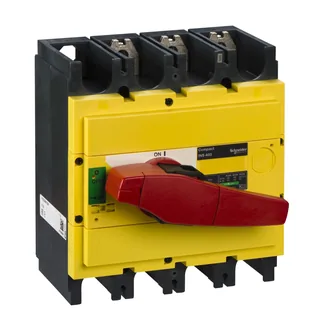 Lasttrennsch. INS400,3P, 400A/690V AC/250V DC,Drehantrieb rot/Grund gelb
