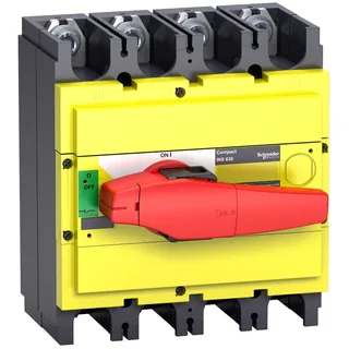Lasttrennsch. INS400,4P, 400A/690V AC/250V DC,Drehantrieb rot/Grund gelb
