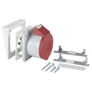 Schneider Electric 5960100 – 3-Phasen CEE-Steckd. CEE 416-6, 440V/16A rot, inkl.Rahmen E…