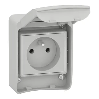 Schneider Electric 81140 – Anbausteckdosen, grau, 2p+E, 10/16A, 250 V, Frankreich, IP65