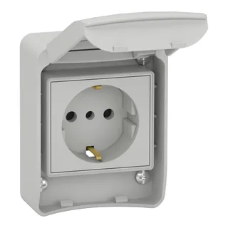 Schneider Electric 81141 – Anbausteckdosen, grau, 2p+E, 10/16A, 250 V, Deutschland, IP…