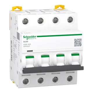 Schneider Electric A9F95425 – Leitungsschutzschalter iC60L, 4P, 25A, K-Charakteristik, 25…