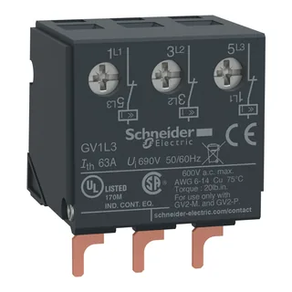Schneider Electric GV1L3 – Is-Begrenzer 63A, für Motoschutzschalter GV2, oben