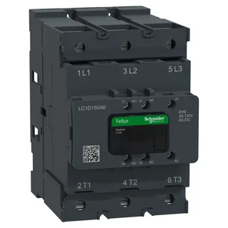 Leistungsschütz TeSys Deca LC1D 3p, +1S+1Ö, 75 kW, 150 A, 400 V AC3, Spule 48-130V AC/DC mit Bolzenanschluss