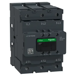 Leistungsschütz TeSys Deca LC1D 3p, +1S+1Ö, 75 kW, 150 A, 400 V AC3, Spule 200-500V AC/DC mit Bolzenanschluss