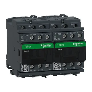 Wendeschützkombination, 3p+1S+1Ö, 4kW/400V/AC3 9A, Spule 24V DC