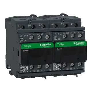 Wendeschützkombination, 3p+1S+1Ö, 7,5kW/400V/AC3, 18A, Spule 24V DC