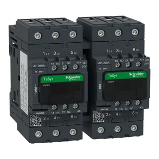 Wendeschützkombination, 3p+1S+1Ö, 22kW/400V/AC3 50A, Spule 24V DC
