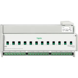 Schneider Electric MTN648495 – Schaltaktor REG-K/12x230/16 mit Handbetätigung und Stromerk…