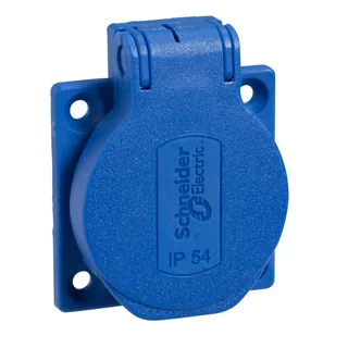 Schneider Electric PKS52B – Schukosteckdose, blau, 2p+E, 10/16A, 250 V, für DE, IP54, 5…