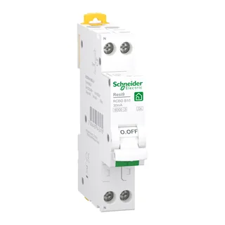 FI/LS Resi9 1P+N, 1TE breit (18mm), 10A, B-Charakteristik, 30mA, Typ A, 6kA