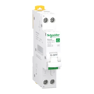 FI/LS Resi9 1P+N, 1TE breit (18mm), 13A, B-Charakteristik, 30mA, Typ A, 6kA