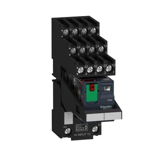 Schneider Electric RXM4AB1B7PVS – Miniaturrelais 4W 6A 24VAC Prüftaste Sockel getr. Bügel Sch…