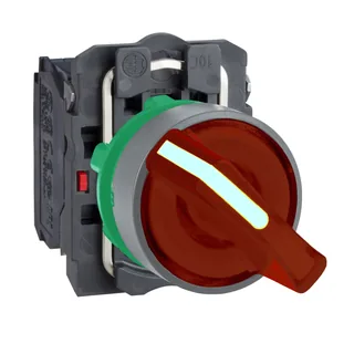 Leuchtwahlschalter, Harmony XB5, Kunststoff, hellgrau, rot, 22mm, universelle LED, 2 Stellungen, 1S + 1Ö, 230-240V AC