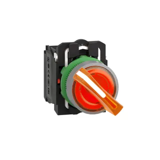 Leuchtwahlschalter, Harmony XB5, Kunststoff, hellgrau, orange, 22mm, universelle LED, 2 Stellungen, 1S + 1Ö, 110-120V AC