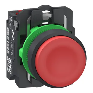 Drucktaster, Harmony XB5, Kunststoff, 22mm, rot, vorstehend, unbeschriftet, tastend, 1Ö, Push-In
