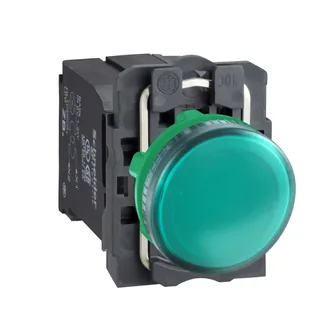Leuchtmelder, Harmony XB5, Kunststoff, grün, 22mm, BA9s Glühlampe, glatte Kalotte, 120V AC