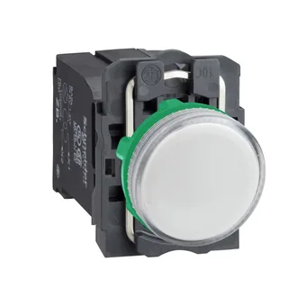 Leuchtmelder, Harmony XB5, Kunststoff, weiß, 22mm, BA9s Glühlampe, glatte Kalotte, 230V AC