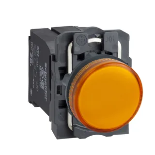 Leuchtmelder, Harmony XB5, Kunststoff, orange, 22mm, BA9s Glühlampe, glatte Kalotte, 230V AC