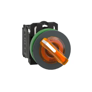 Leuchtwahlschalter, Harmony XB5F, Kunststoff, orange, 30mm, universelle LED, 2 Stellungen, 1S + 1Ö, 230-240V AC