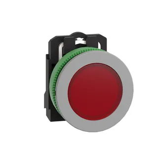 Leuchtmelder, Harmony XB5F, Kunststoff, 30mm, hellgrau, rot, universelle LED, glatte Kalotte, Schraubklemme, 120V AC