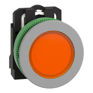 Leuchtmelder, Harmony XB5F, Kunststoff, 30mm, hellgrau, orange, universelle LED, glatte Kalotte, Schraubklemme, 120V AC