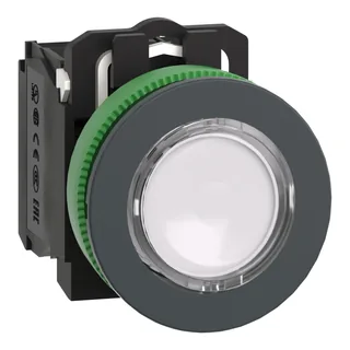 Leuchtdrucktaster, Harmony XB5F, Kunststoff, 30mm, weiß, universelle LED, 1S+1Ö, 230V AC