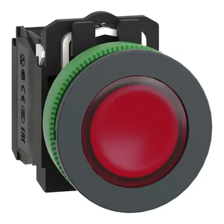 Leuchtdrucktaster, Harmony XB5F, Kunststoff, 30mm, rot, universelle LED, 1S+1Ö, 120V AC