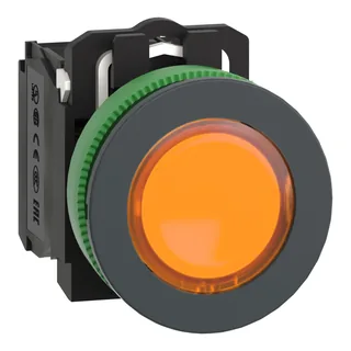 Leuchtdrucktaster, Harmony XB5F, Kunststoff, 30mm, orange, universelle LED, 1S+1Ö, 120V AC