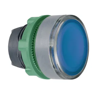 Leuchtdrucktaster, Frontelement, Harmony XB5, Kunststoff, 22mm, hellgrau, blau, für universelle LED, rastend