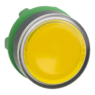 Leuchtdrucktaster, Frontelement, Harmony XB5, Kunststoff, 22mm, gelb, unbeschriftet, für universelle LED, rastend