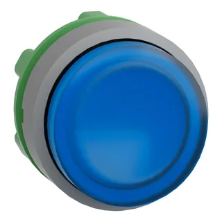 Leuchtdrucktaster, Frontelement, Harmony XB5, Kunststoff, 22mm, hellgrau, blau, vorstehend, für universelle LED, rastend